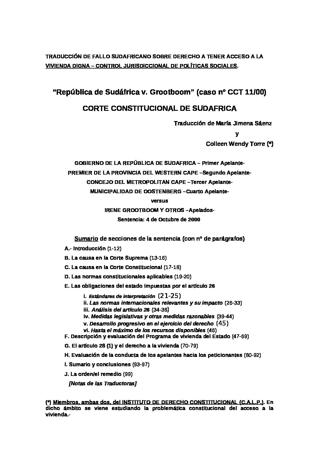 Derecho de acceso a vivienda digna.