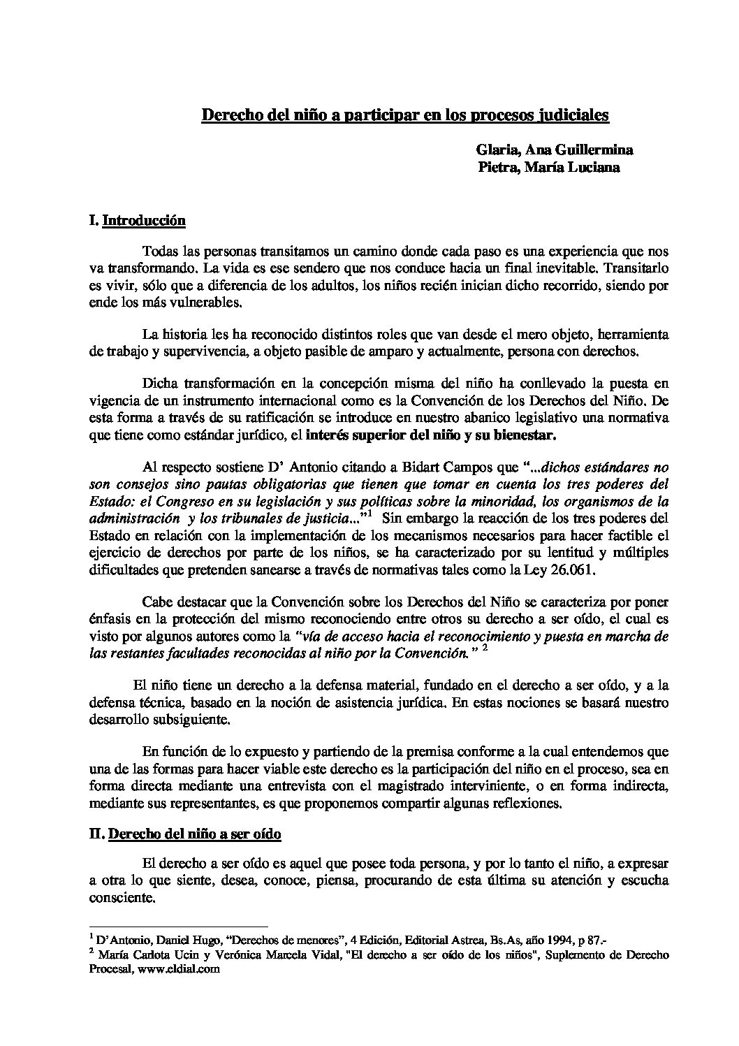 Derecho del niño a participar en los procesos judiciales