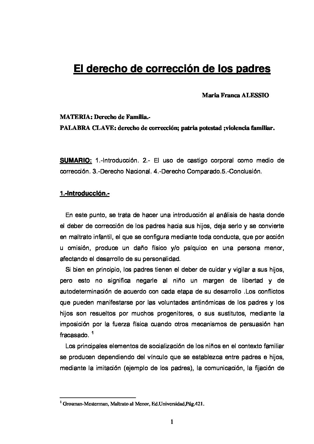 El derecho de corrección de los padres