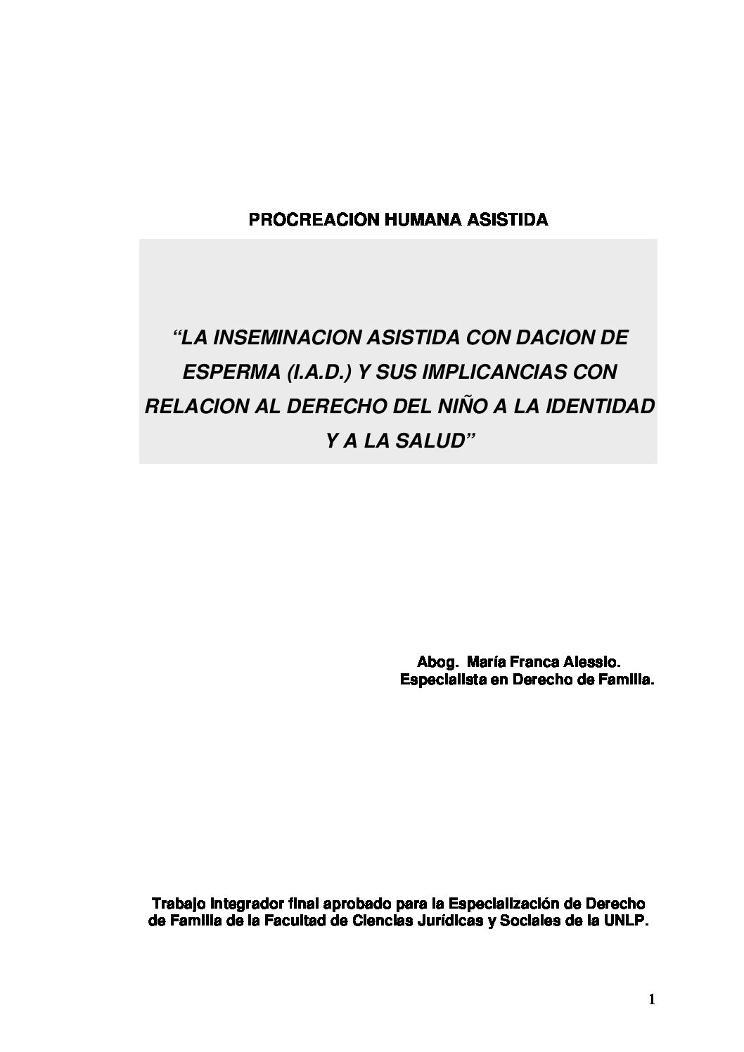 Procreación humana asistida.