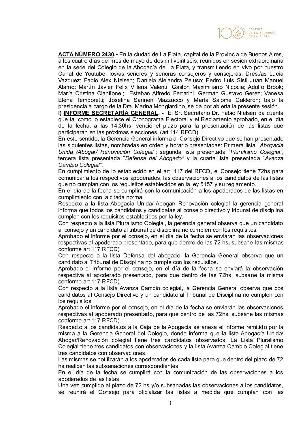 ACTA 2430 CD EXTRAORDINARIO