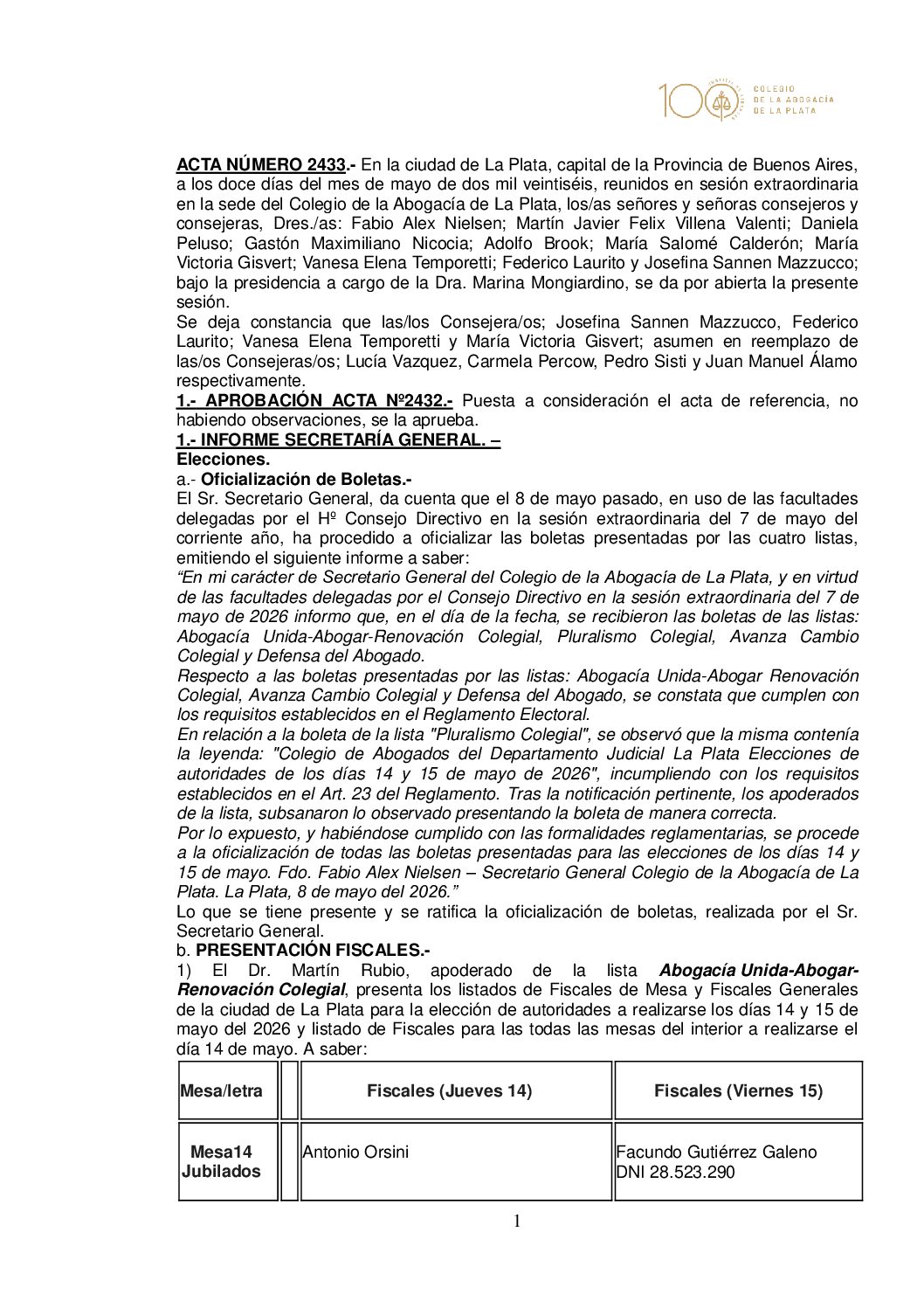 ACTA 2433 CD EXTRAORDINARIO